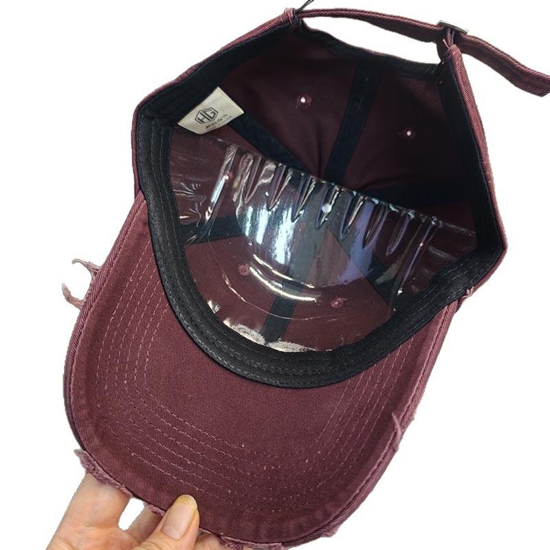 American retro embroidered baseball cap burr edge broken brim soft top cap leopard print men's and women's street versatile sun hat