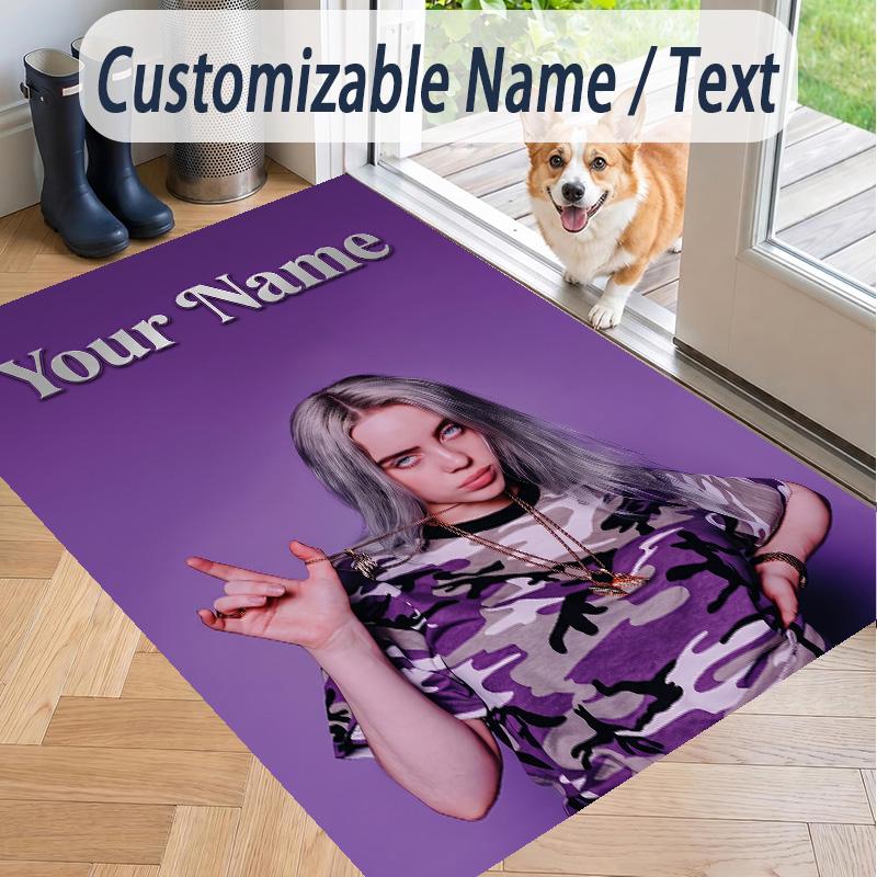 Custom Text Printed Rug Billie Eilish Non Slip Floor Carpet For Home Room Decor