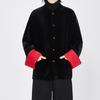 Men's Retro Chinese-Style Red and Black Frog Button Jacket – 2025 Fall/Winter Collection