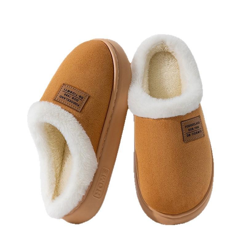 Sticker Cotton Slippers for Women, Fleece-Lined, Outdoor Wear, Non-Slip, Height-Increasing Slippers for Men and Women, Couple Fleece Slippers