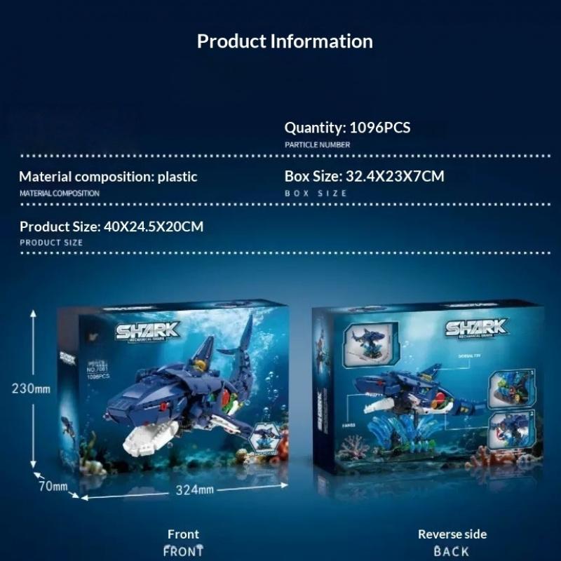1096Pcs, Ideas Sea Animal Building Blocks Toys Shark Building Blocks Set With Rotatable Link Component, Stem Toy For Kids Adults