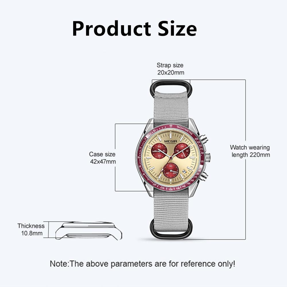 MEGIR Luxury Quartz Watches for Men Blue Canvas Strap Sport Leisure Chronograph Luminous Waterproof Male Wristwatch Clock 2247