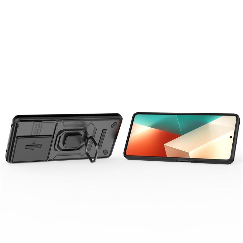 For Xiaomi Redmi Note 13 4G Case Slide Camera Phone Case Xiaomi Redmi Note 13 Pro 4G Cover Armor PC Shockproof Metal Stand Cover