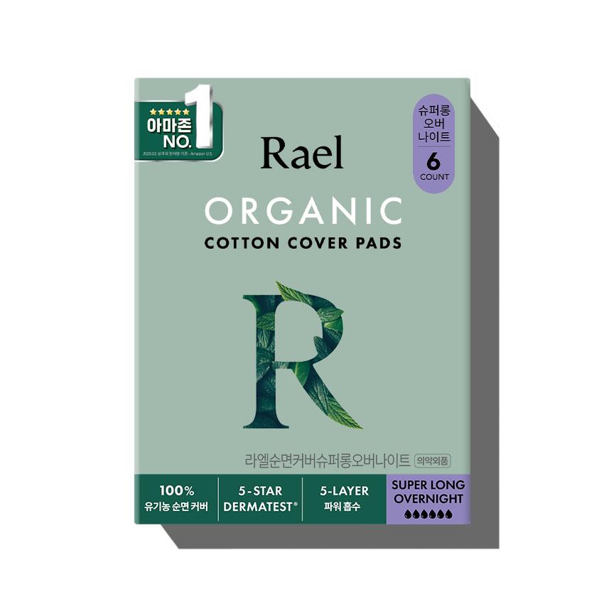 Rael Organic Cotton Cover Super Long Overnight Sanitary Pads (6 Pads) Super Long Overnight (6 Pads)