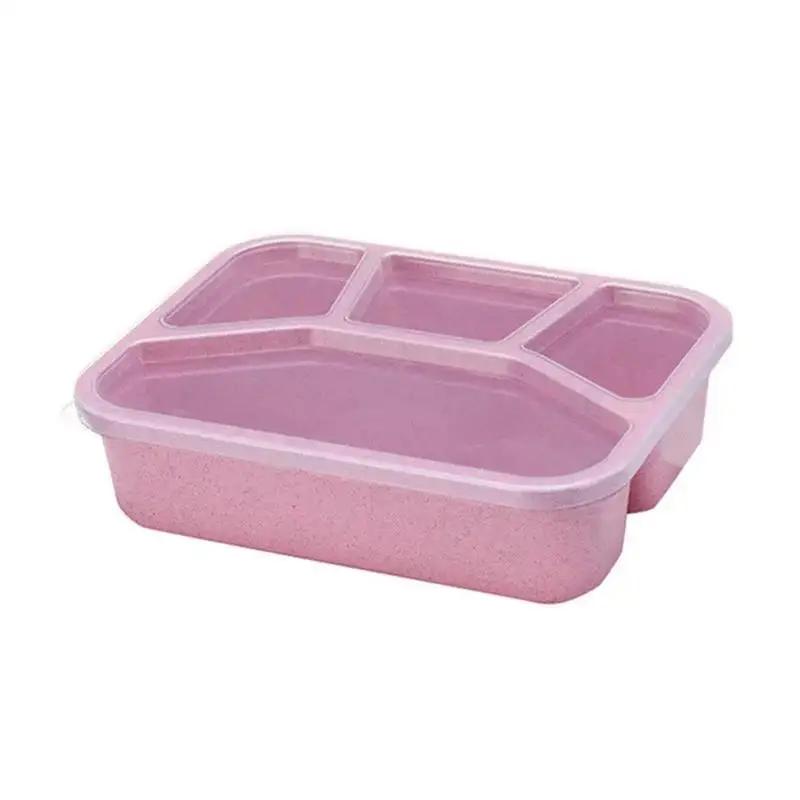 Bento Box Lunch Box Adult LunchBox Containers For Toddler Kids Adults 4 Compartments Fork Leak-Proof Microwave Dishwasher