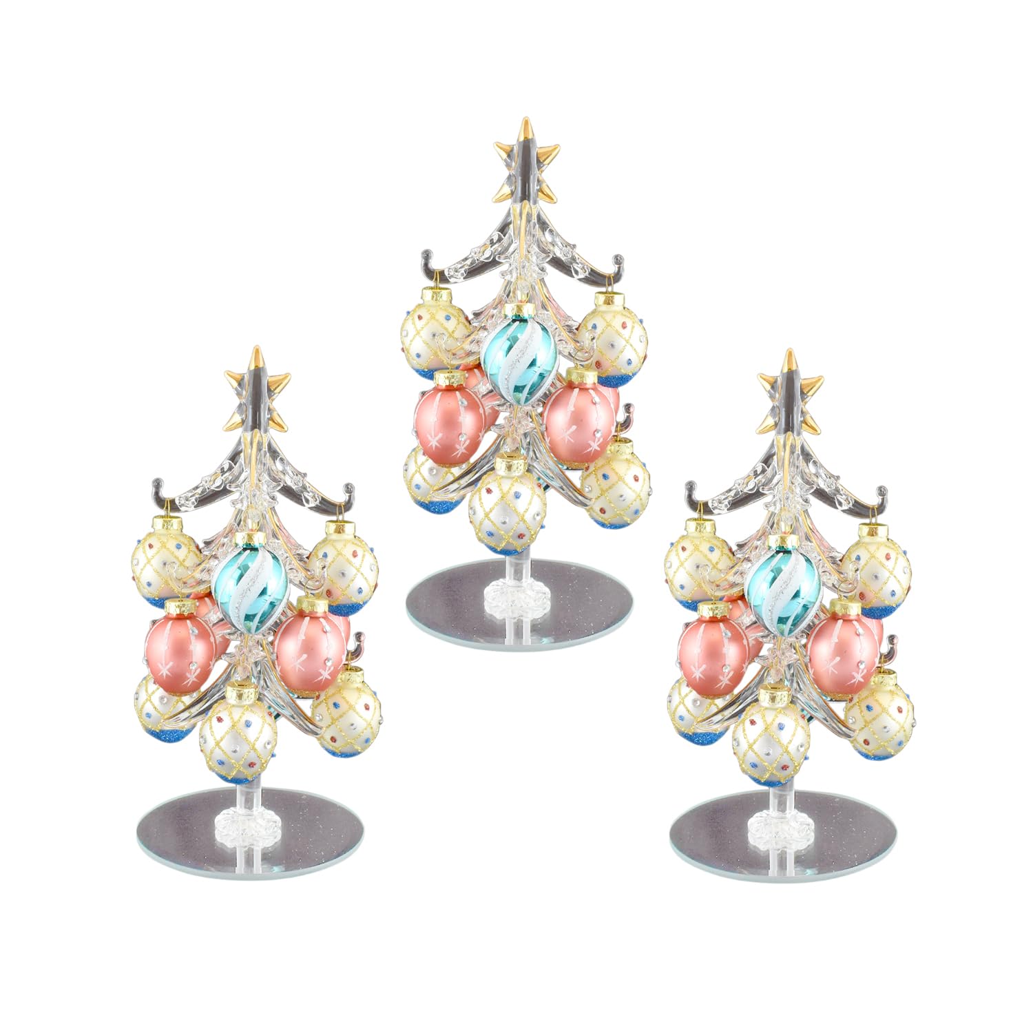 

Набор милых елочных украшений ручной работы из стекла: Дерево Молочная капля x 3