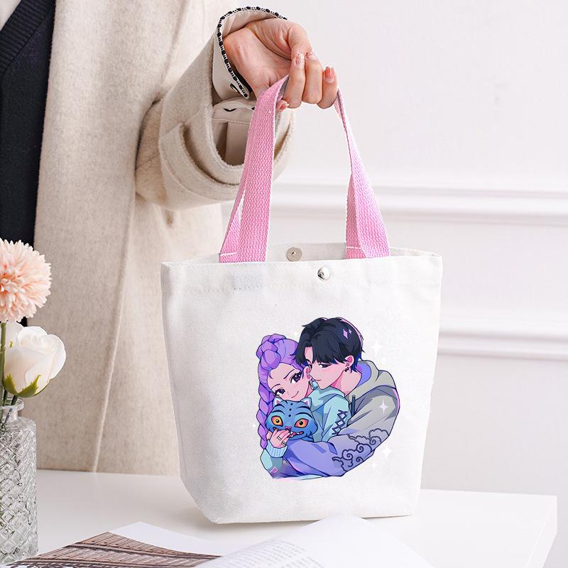 Canvas Bag Kpop Peripheral Cute Portable Cartoon Canvas Bag Student Leisure Shoulder Bag Shopping Bag