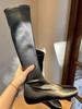 2025 autumn new Korean version round head elastic thin boots retro thin inner height increase knight high boots women