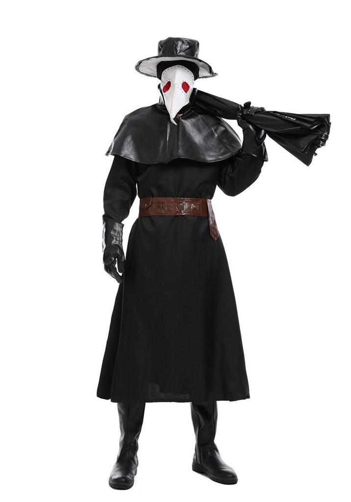 Costume da Medico della Peste Steampunk Corvo per Halloween con Becco Lungo