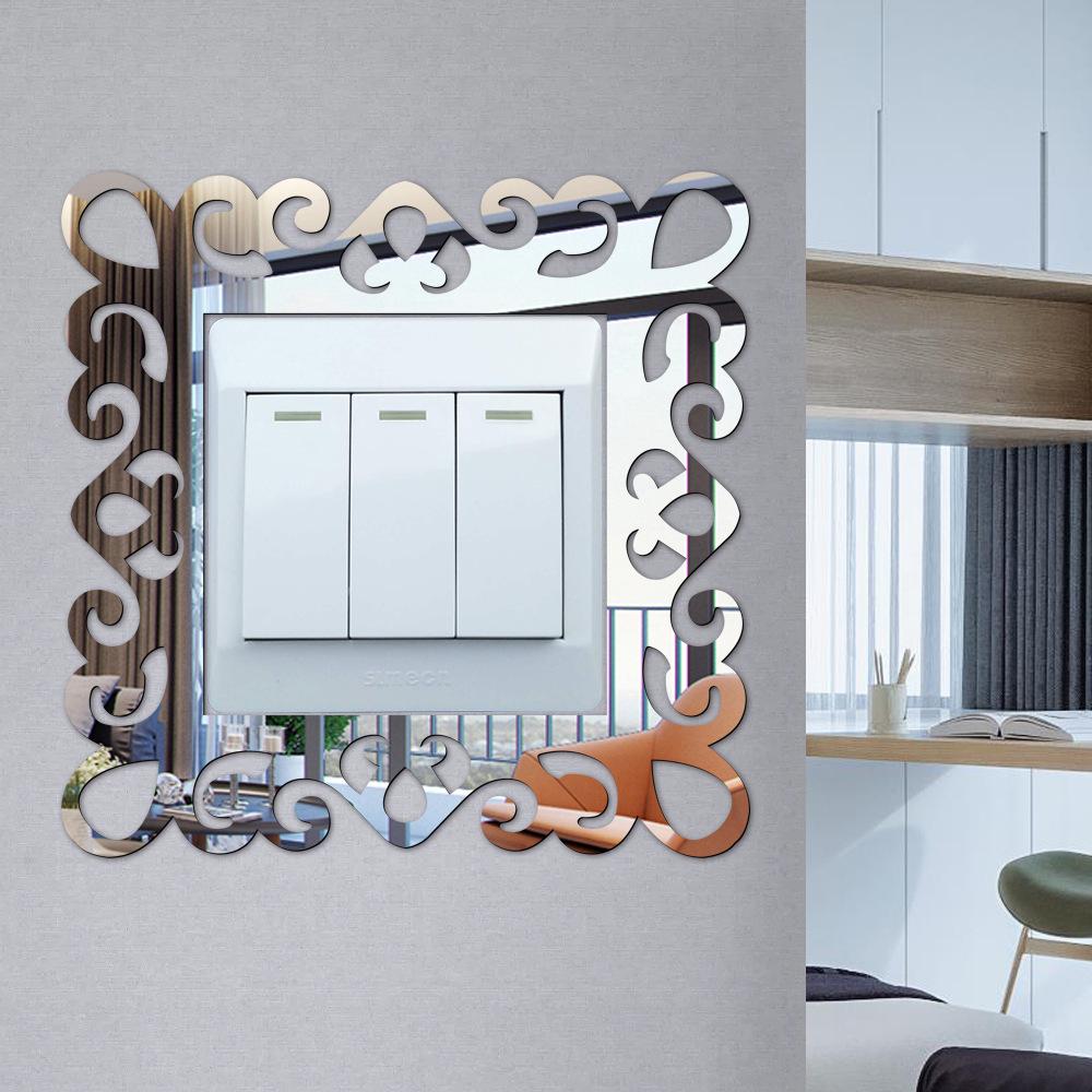 Lace Acrylic Mirror Switch Wall Sticker for Living Room/Bedroom - Self-Adhesive Decorative Accent
