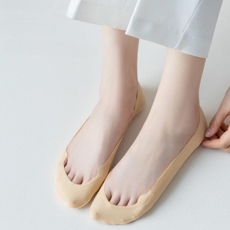 Boat Socks for Women Protect Toes Ice Silk Invisible Socks Thin Silicone Non-slip Anti-wear Feet Socks