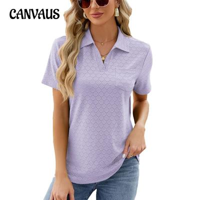 T-shirt da donna estiva T-shirt manica corta con tasca risvolto tinta unita nuova T-shirt ampia