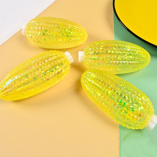 Glitter Corn Squeeze Toy Slow-Rising TPR Fidget for Stress Relief Realistic Vegetable-Shaped Decompression Gadget for Kids Adults
