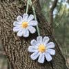 Cute Crochet Daisy Car Hanging Ornament, Handmade Knitted Flower Rear View Mirror Charm for Women, Aesthetic Car Accessories for a Cheerful and Cozy