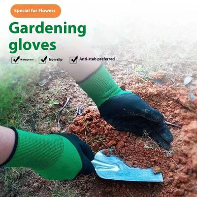 Luva de jardim 1 peça, respirável, à prova d'água, resistente a perfurações, resistente, confortável, revestida de látex, luva de trabalho