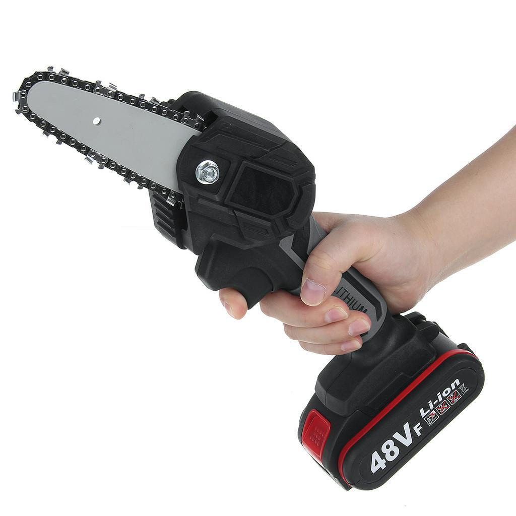 48V Cordless Electric Chain Saw 4inches Portable Electric Saw Woodworking Cutting DIY Tool Electric Pruning Saw With 1 Battery