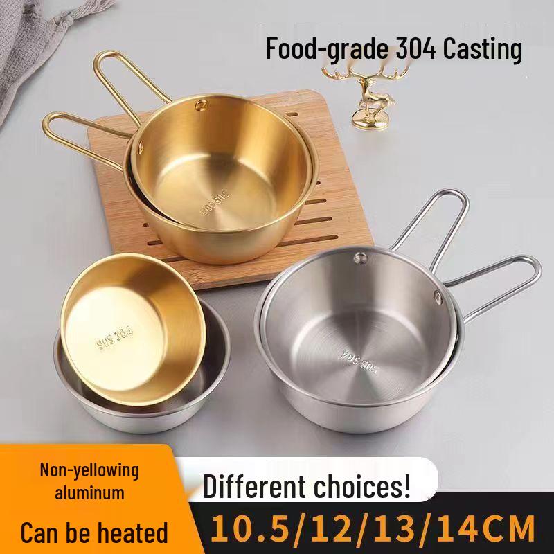 ZISIZ 304 Stainless Steel Korean Serving Bowls with Handle