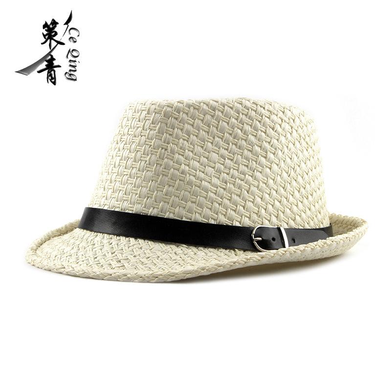 Jazz hat fashionable simple sun hat women's summer sun protection breathable straw hat top hat men's straw hat