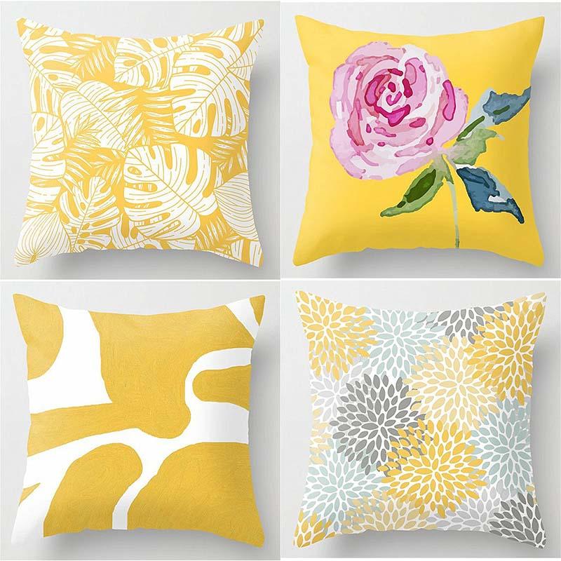 

Желтая подушка, наволочка 40x40, 45x45, 50x50, 60x60, чехол для диванной подушки, чехол для автомобильной подушки, украшение для гостиной, дома, наволочка