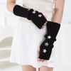 Women's Sweet Lolita Fingerless Gloves White Long Hand Gloves Warm Knitted Arm Sleeves Gothic Girls Cute Shiny Stars Arm Warmers