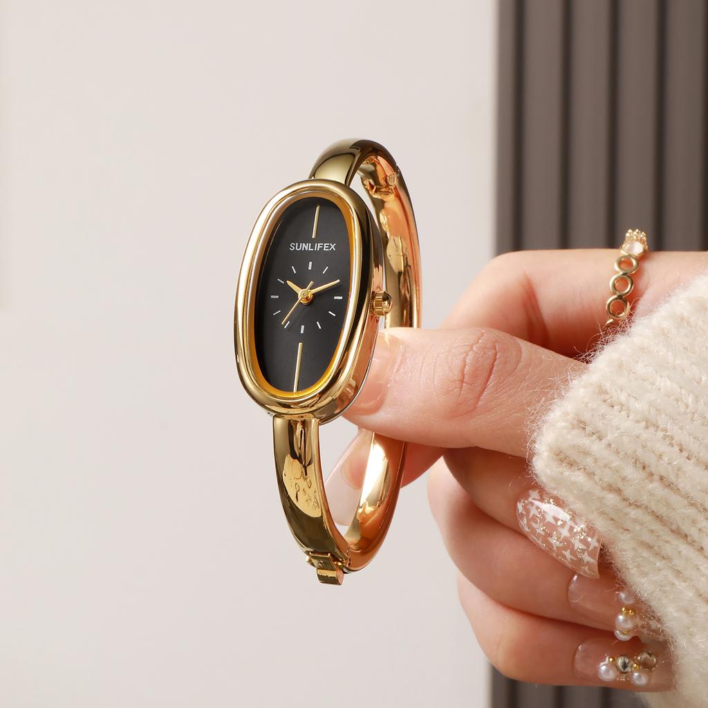 New luxury elegant ladies bracelet watch simple scale dial oval waterproof women's quartz watch Reloj