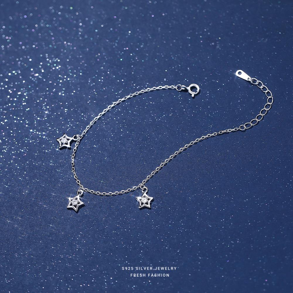 2025 Summer Exquisite Little Star Women's Bracelet - S925 Sterling Silver Tassel, Hollow Design, Fresh Jewelry