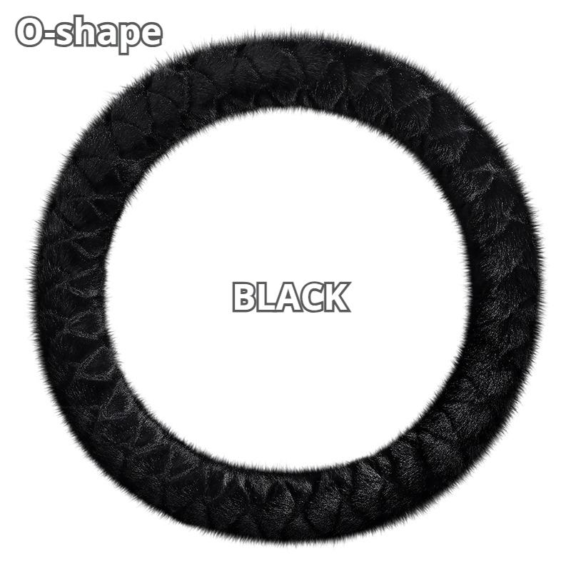 Winter Plush Steering Wheel Cover - High-Density Soft Pile, Warm and Comfortable, Fits 14.5-15 Inch Round Steering Wheels