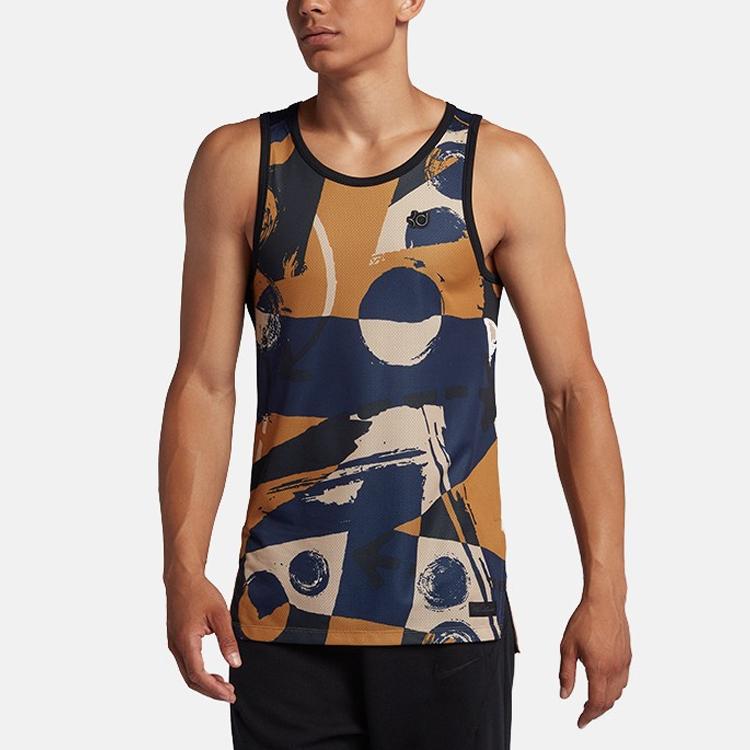 Nike Basketball Sport Strick Atmungsaktiv Schnelltrocknend Tanktop Herren Tops Blau Gelb 926265-410