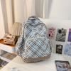 Schoolbag new 1011 plaid junior high school schoolbag girl high value ins style fashion high school student large capacity backpack