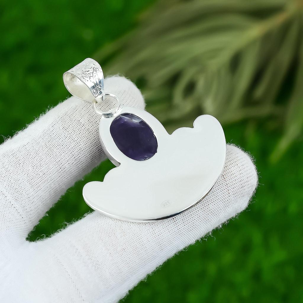 Sisters Day Sale Oval Chevron Amethyst Gemstone 925 Silver Bezel Pendant Jewelry