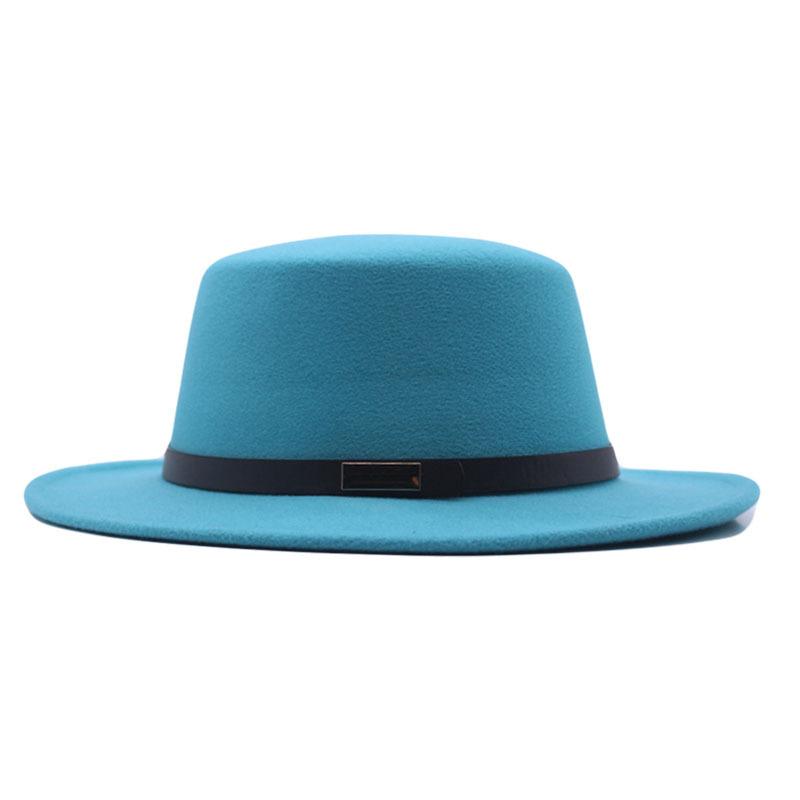 New spring and autumn top hat women's fashion British woolen hat flat top gentleman retro solid color hat
