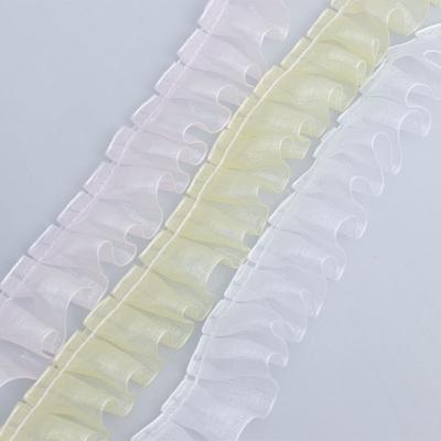 Elegant and Exquisite 2.5cm Transparent Chiffon Yarn Lace Ribbon Handmade DIY Skirt Dress Pet Accessories Ruffles Lace Crafts Making Ribbons