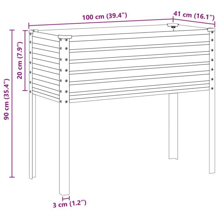 VidaXL Jardinière anthracite 100x45x90 cm acier, jardinière d'extérieur, bac à fleurs, bac à tomates 4008972