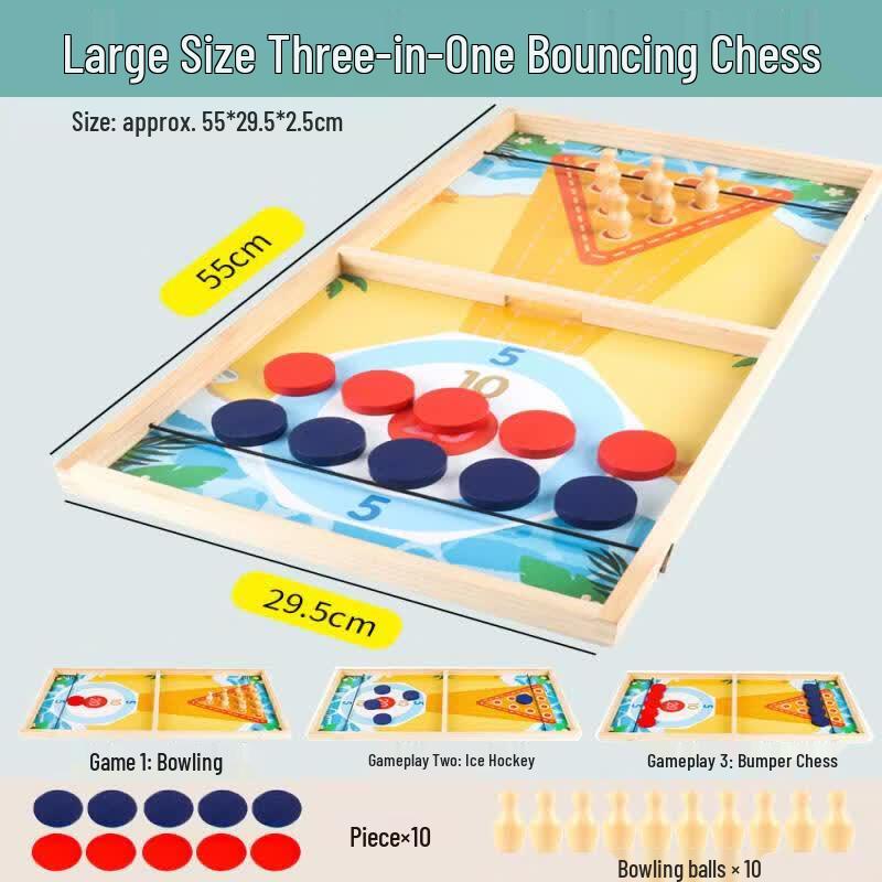Mussels 3-in-1 Wooden Tabletop Flicking Game Set