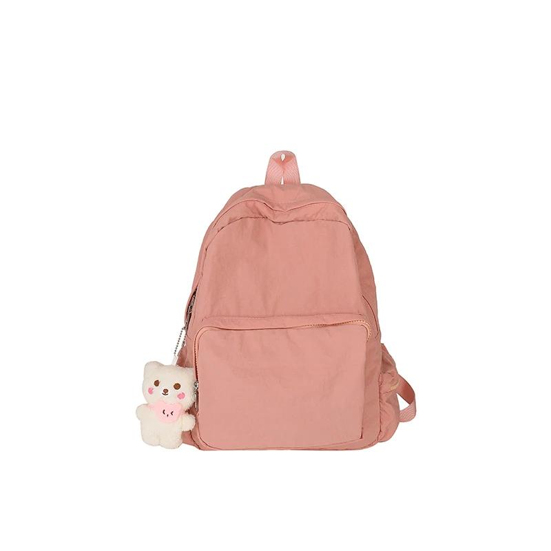 

Однотонные женские рюкзаки большой вместимости на молнии с внутренним отделением, дорожные сумки модные из нейлона высокого качества