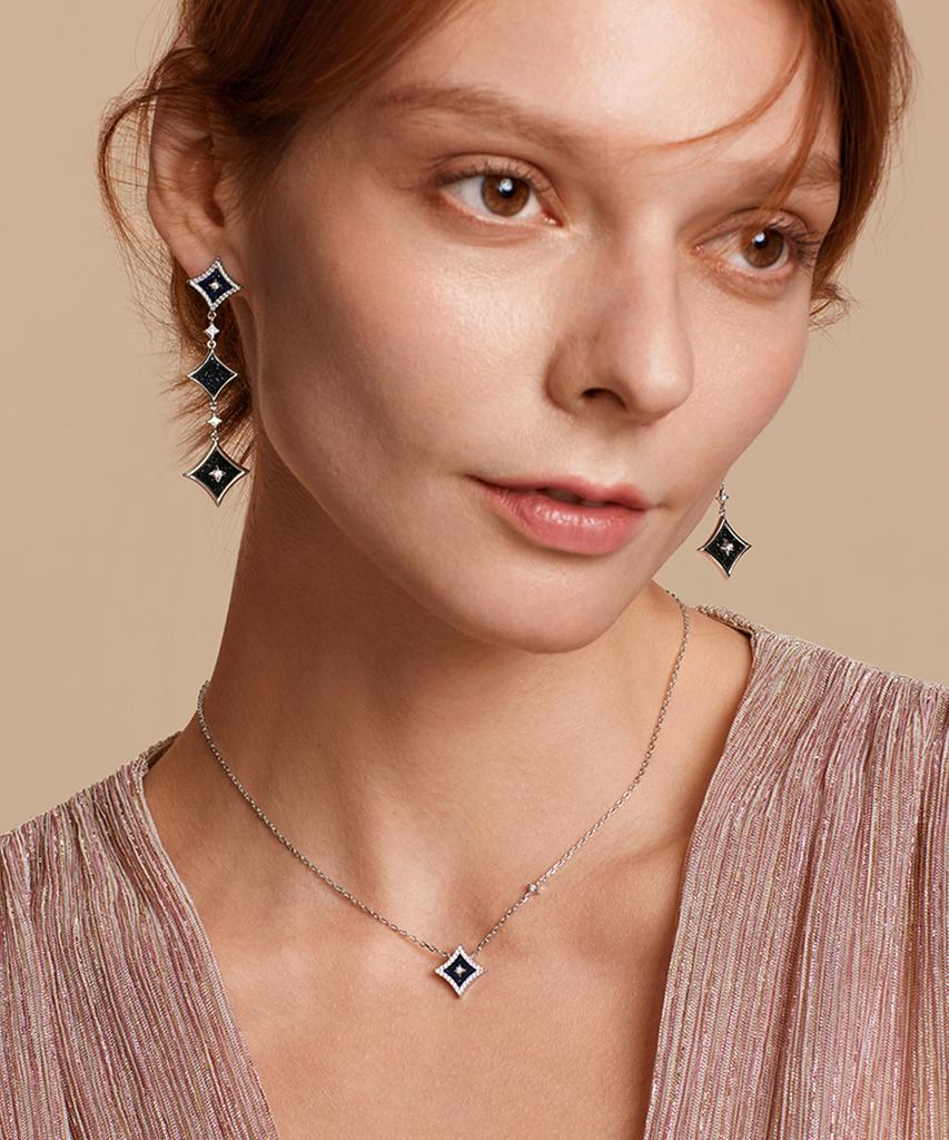 Lola Rose Starry Blue Sandstone Chain Silver Earrings