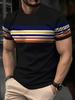 Fashion Men's T-Shirt Striped Pattern Short Sleeve Tee Summer Striped 3D Print Street Trend Simple Oversized Casual T-Shirt Men