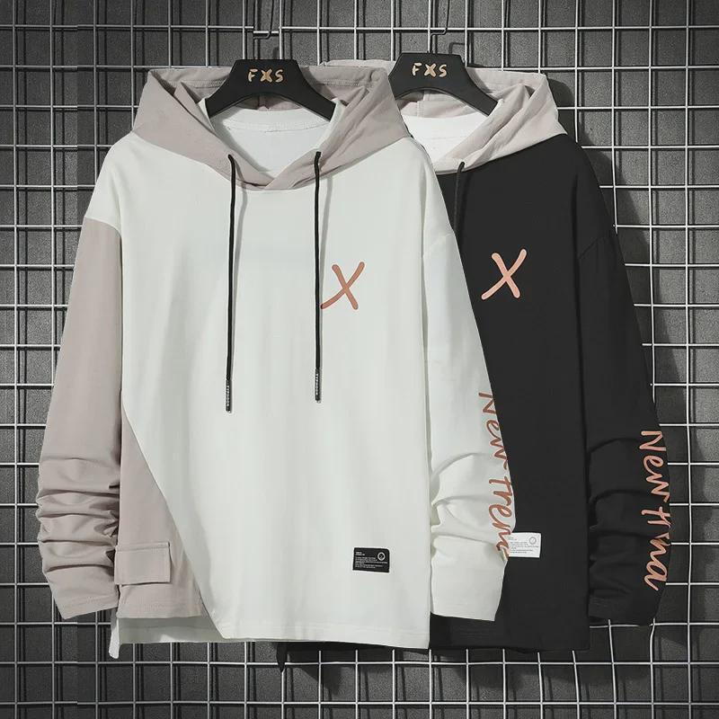Men's Trendy Hong Kong Style Contrast Stitching Hoodie