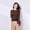 Autumn New Crew Neck Pullover Wool Sweater Women's Solid Color Heavy Industry Diamond-encrusted Versatile Bottomed Knitted Sweater Women's Top