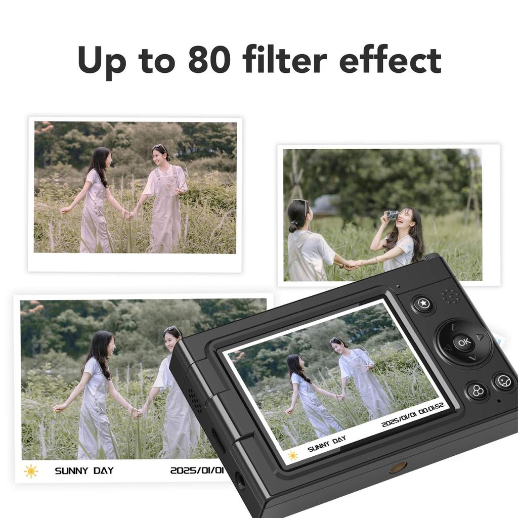 4K Digital Camera WiFi, 64MP, 28X Zoom, Beauty Mode, Retro Filter, Auto & Manual Focus, Tripod Interface, Built-in Flash, Music Player