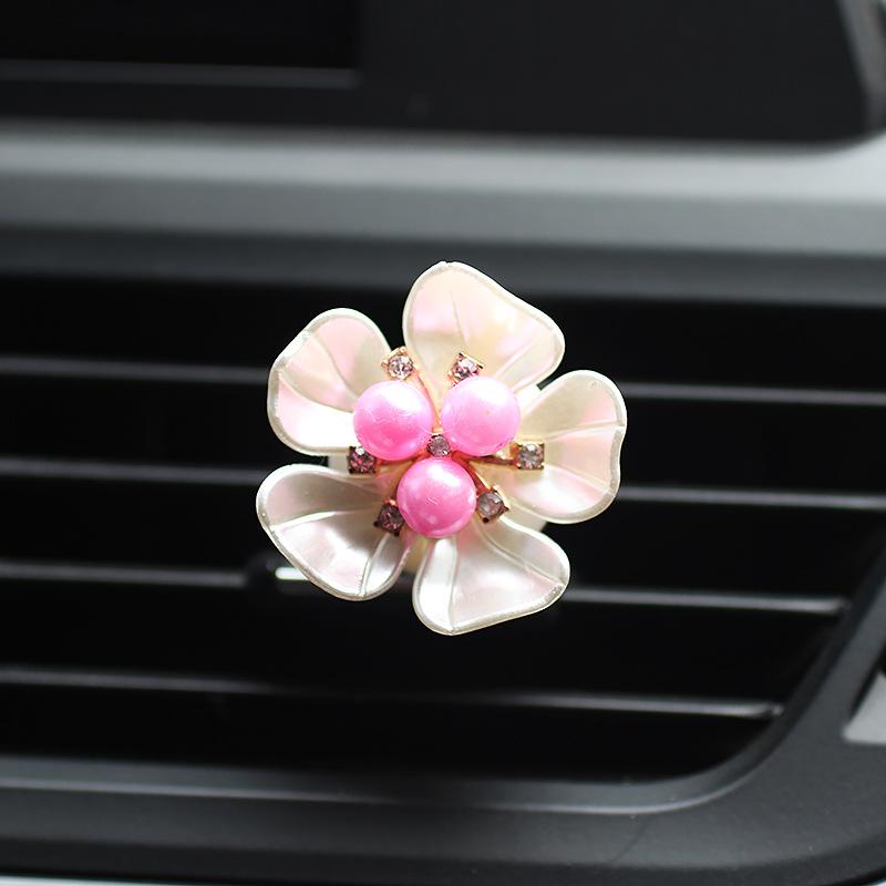 Car Air Vent Perfume Clip Pearl Flower Car Interior Decoration Gift