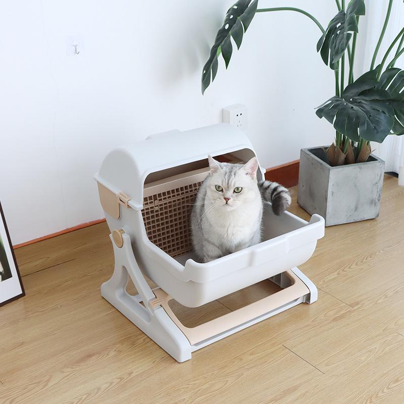 Cross-Border Semi-Automatic Cat Litter Box with Anti-Splash Design for Large Cats