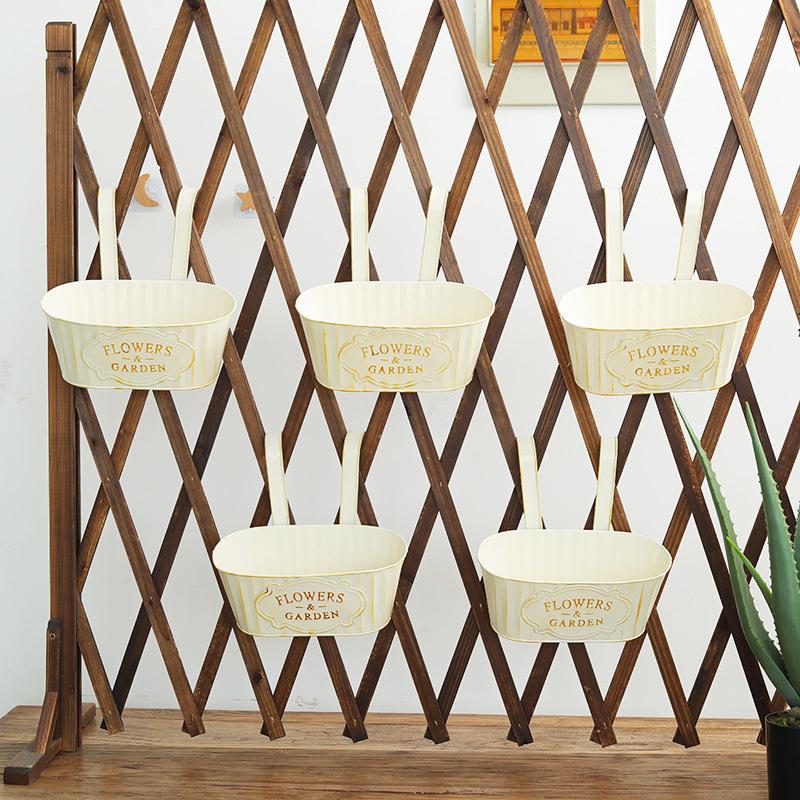 Rustic Vintage Metal Hanging Flower Pot Wall Planter With Drainage Holes & Detachable Hooks For Indoor/Outdoor Home Garden Decor