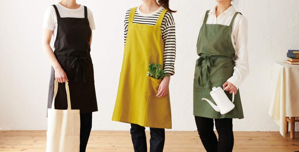 Rep Habituel Frosty Back Cross Length 73 X Width With Machine For For For 500125 Apron, Block, Plain, 100cm, Pocket, 100% Cotton, Washable, Women,