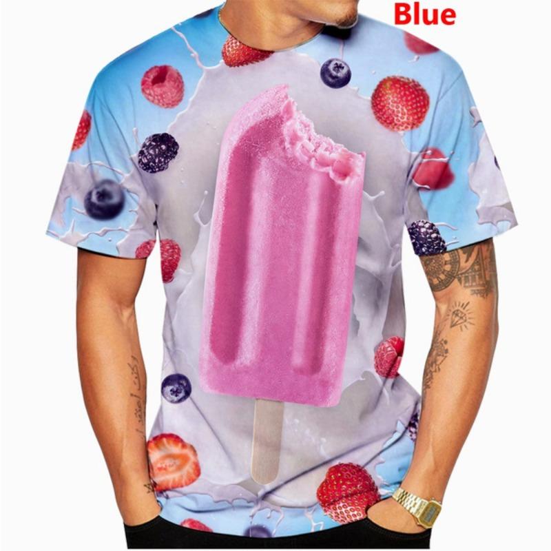 

Футболка с изображением эскимо, 3D-футболка с изображением еды, 3D-принт с изображением кролика, мужская футболка, повседневная, смешная, уличная, индивидуальная футболка S