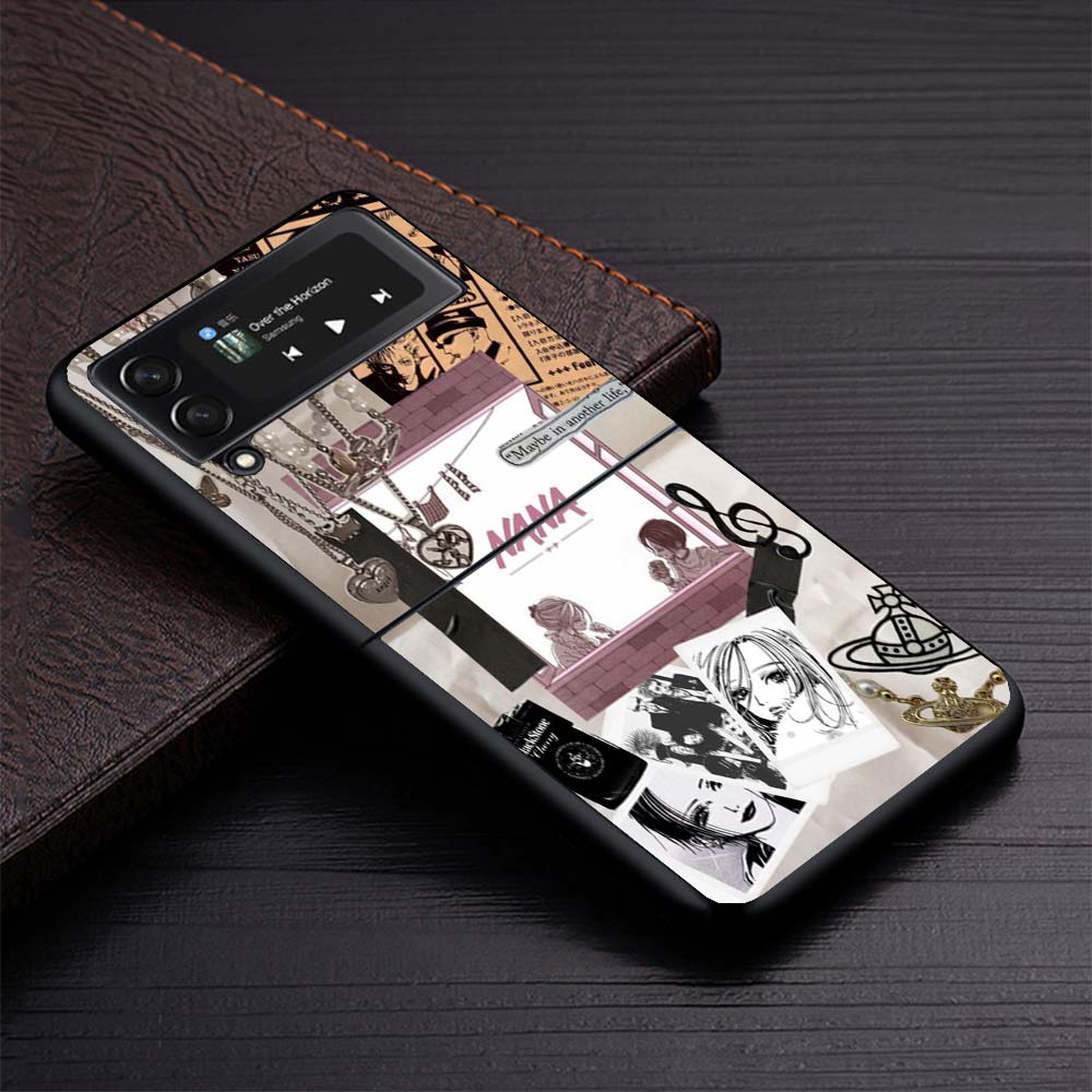 Nana Anime Na Na Girl Phone Case for Samsung Galaxy Z Flip6 5G Flip4 Flip5 Flip3 Black Cover Z Flip 6 5 4 3 PC Shell Coque Galax