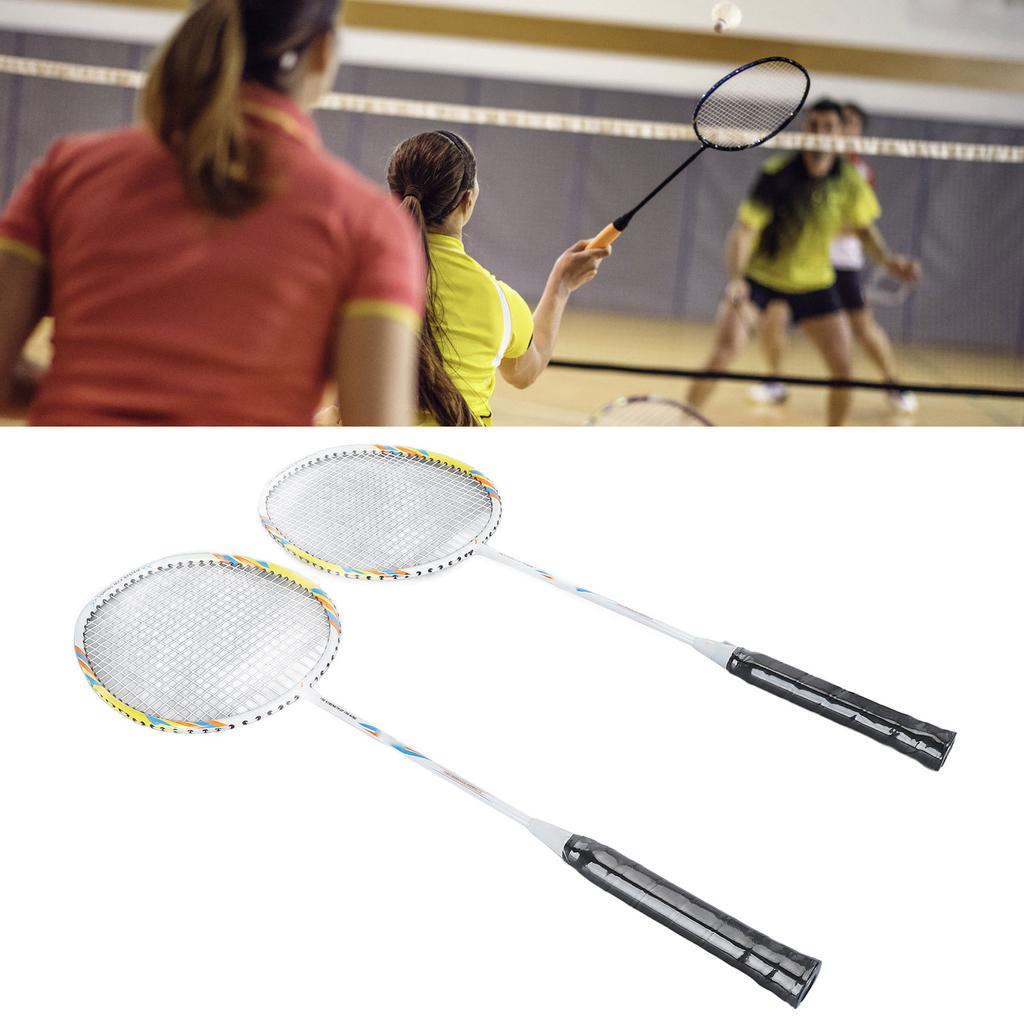 1 Pair Badminton Rackets Set High Tension String Aluminum Alloy Shaft Lightweight Badminton Racket W
