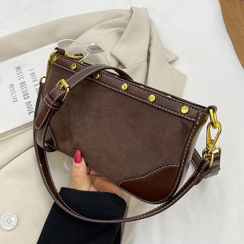 Новые модные ретро сумки через плечо женские классические универсальные простые женские — фото 6