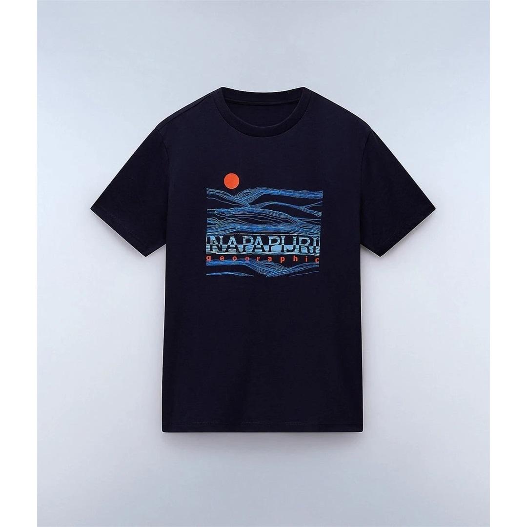 Napapijri Logo Marka Wzór Perferyjny Nadruk Letnie Luksusowa Marka Czysta Bawełna Koszulki Męskie I Damskie Krótki Rękaw S czarny