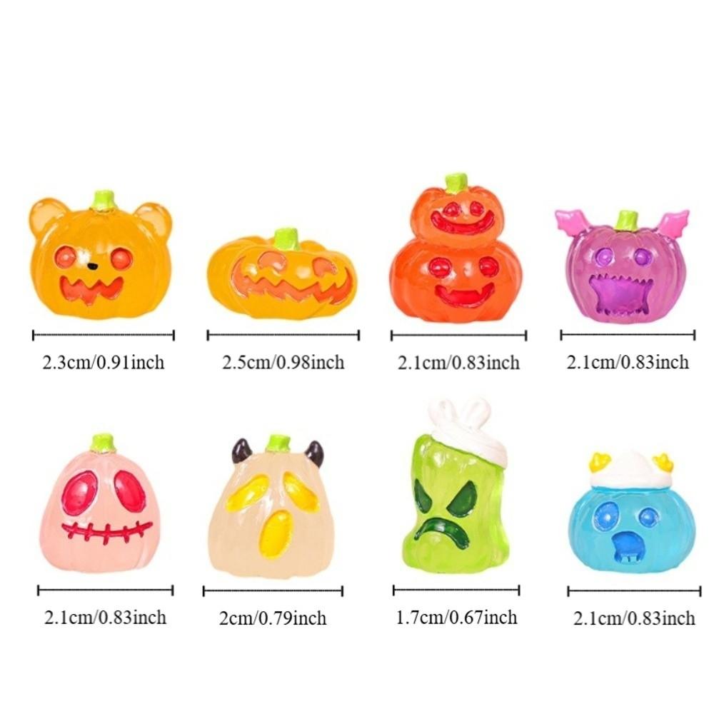 8pcs Micro Landscape Pumpkin Ghost Miniatures Luminous Little Statue  Garden Ornament